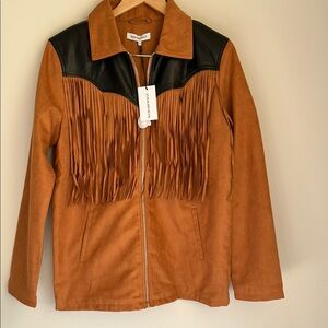 Tan and Black Fringe Jacket